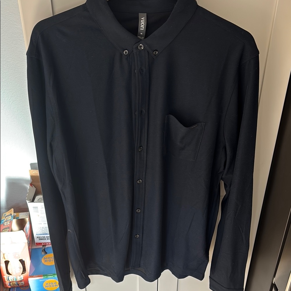 Navy light weight button down